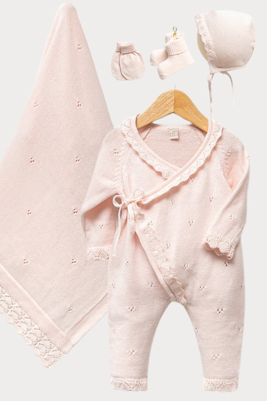 İlk Adım Elegans Kız Bebek Hastane Çıkış Seti Pembe