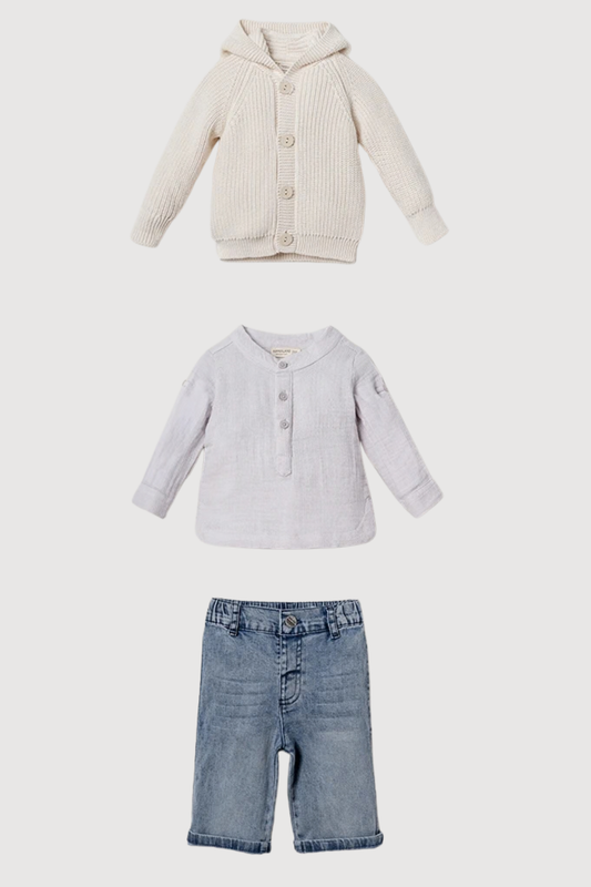 Little Rowan 3 Parça Erkek Bebek Premium Takım / Gri