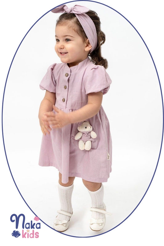 Oyuncak Ayıcıklı Kız Bebek Elbise