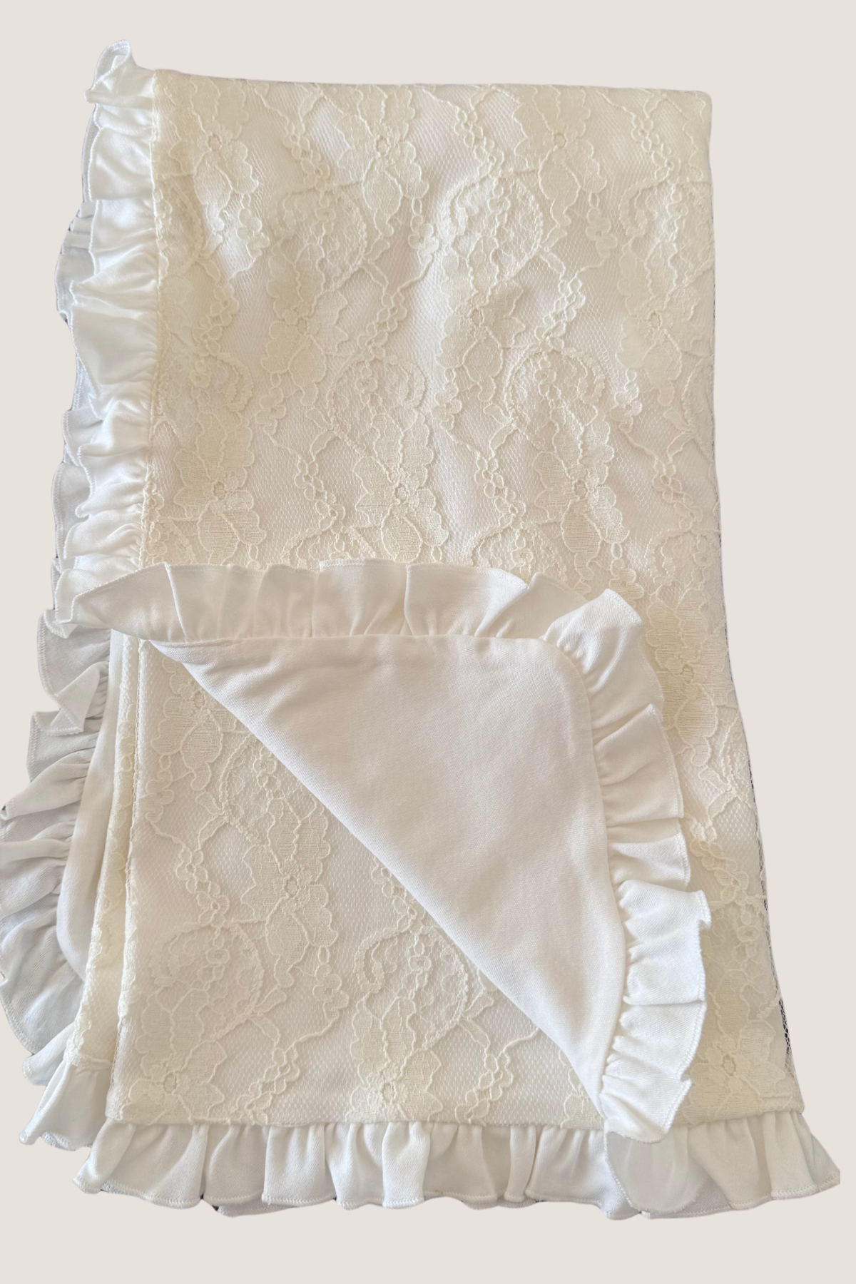 Royale Lace 3 Parça Dantelli Hastane Çıkışı Seti-Ekru