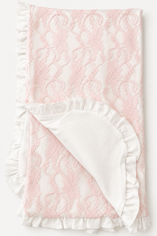 Royale Lace 3 Parça Dantelli Hastane Çıkışı Seti-Pembe