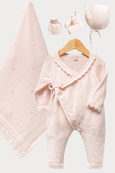 İlk Adım Elegans Kız Bebek Hastane Çıkış Seti Pembe