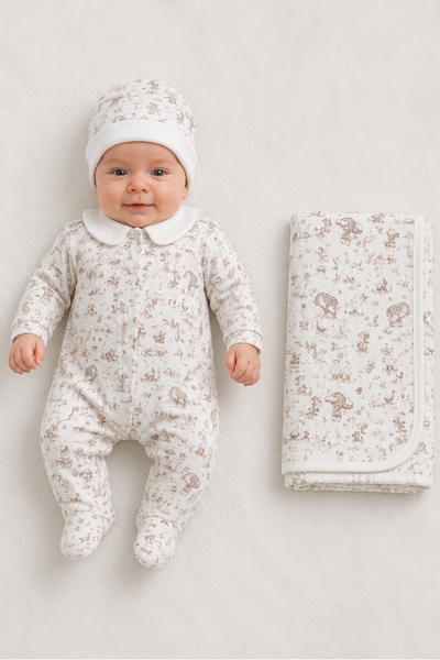 Little Safari Jakarlı 3 Parça Hastane Çıkışı Seti- Kahverengi