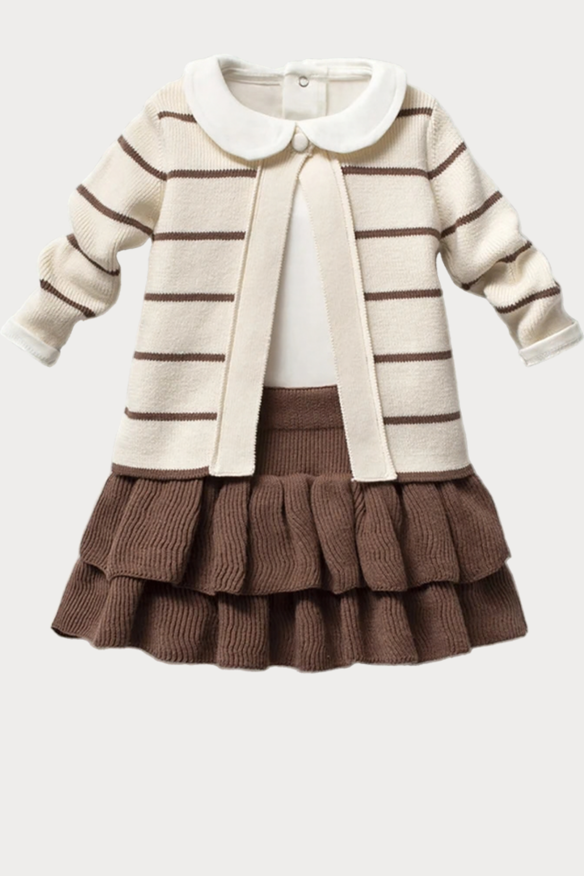 Willow 3 Parça Kız Bebek Triko Takım / Kahverengi