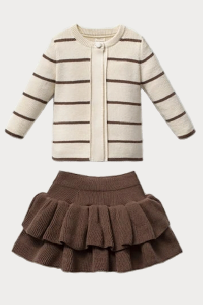 Willow 3 Parça Kız Bebek Triko Takım / Kahverengi