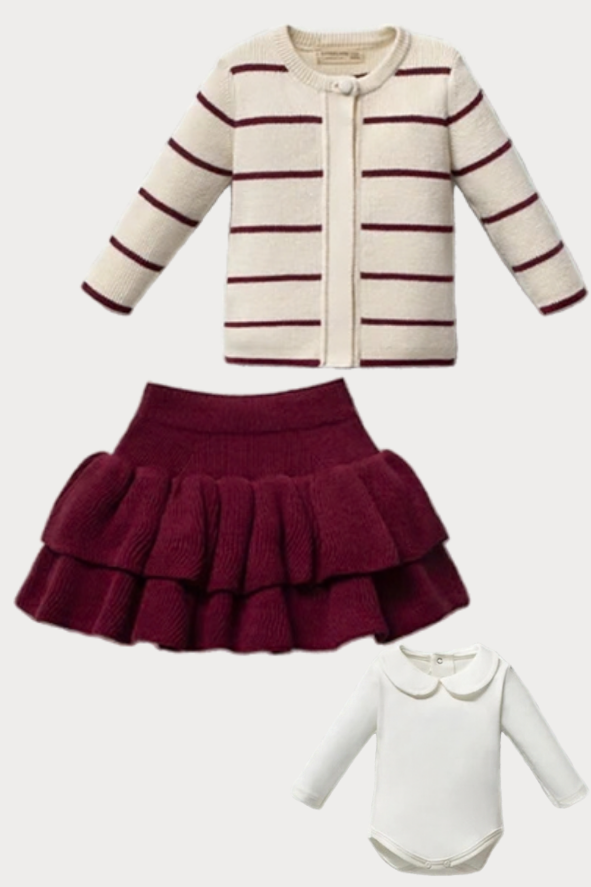 Willow 3 Parça Kız Bebek Triko Takım / Bordo