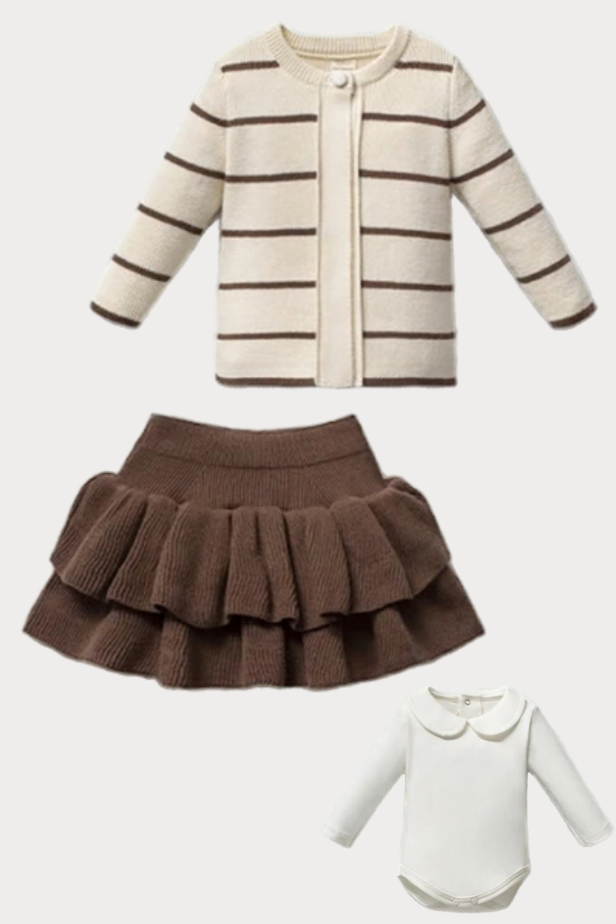Willow 3 Parça Kız Bebek Triko Takım / Kahverengi