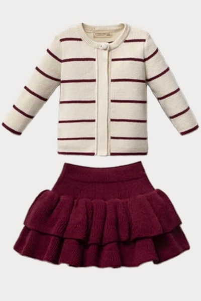 Willow 3 Parça Kız Bebek Triko Takım / Bordo