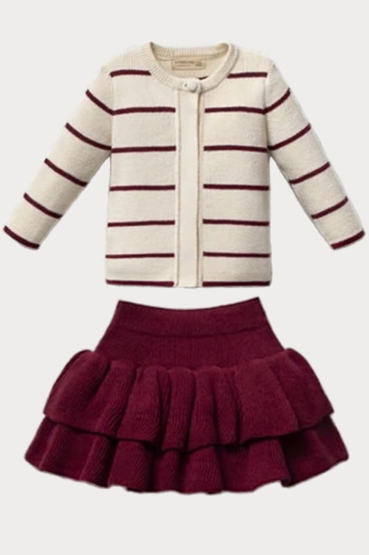 Willow 3 Parça Kız Bebek Triko Takım / Bordo