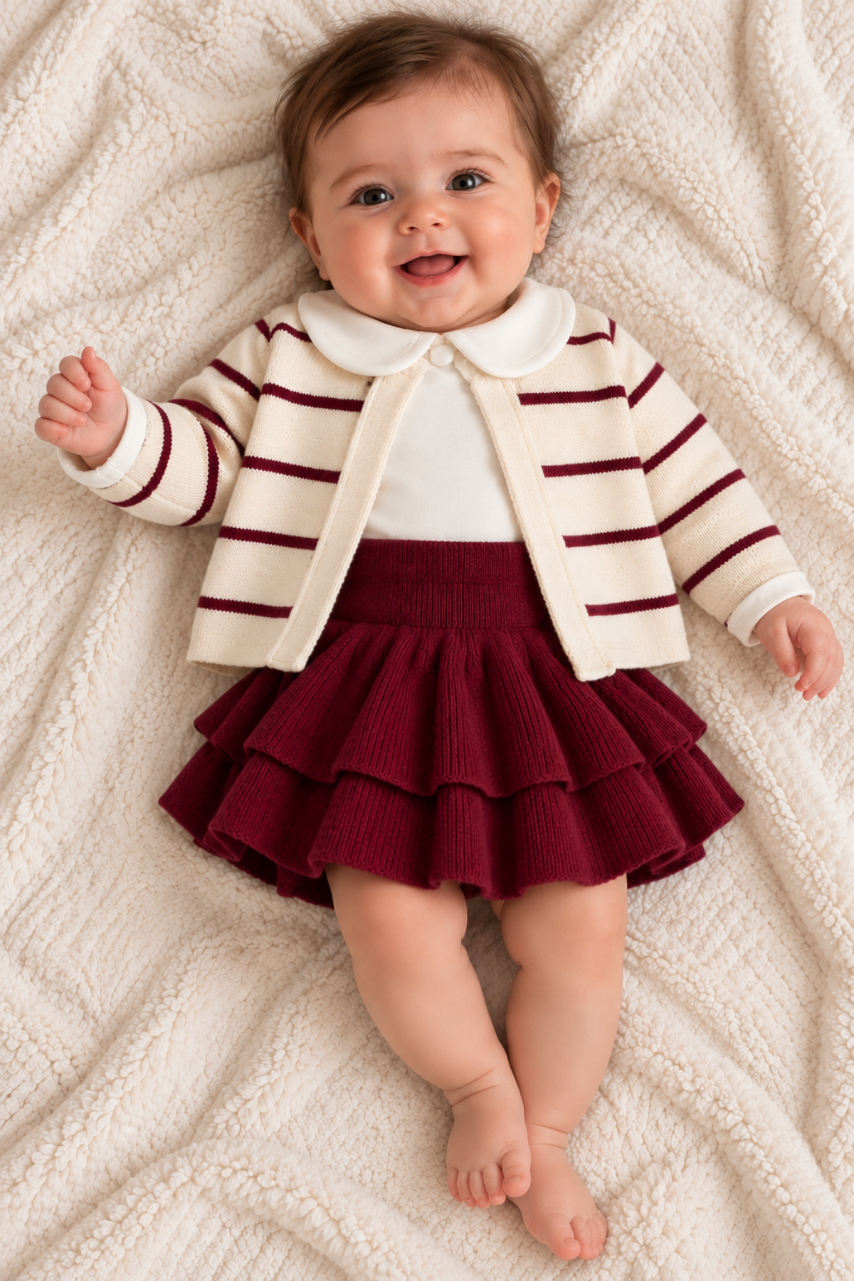 Willow 3 Parça Kız Bebek Triko Takım / Bordo