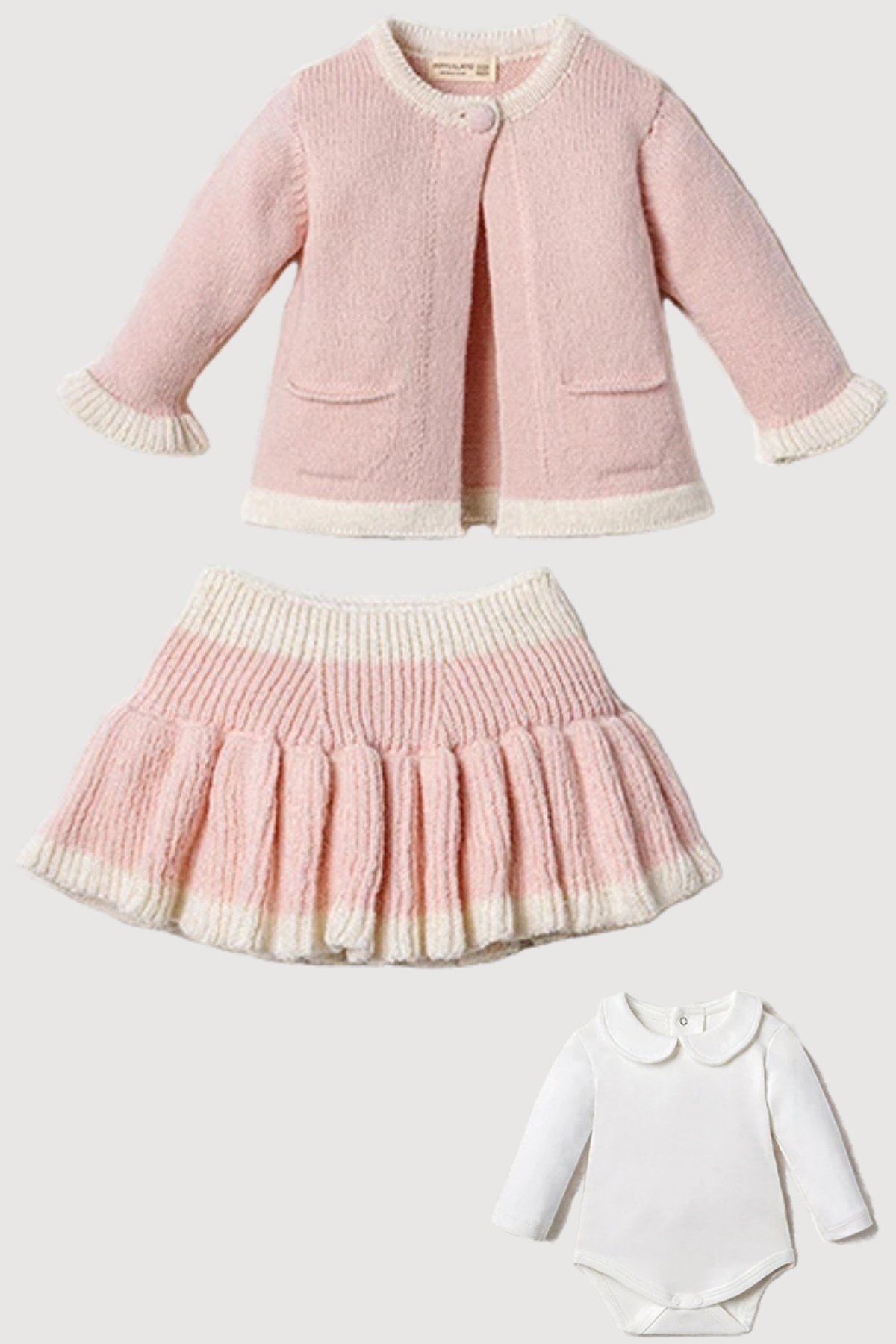 Little Daisy 3 Parça Kız Bebek Triko Takım/ Pembe