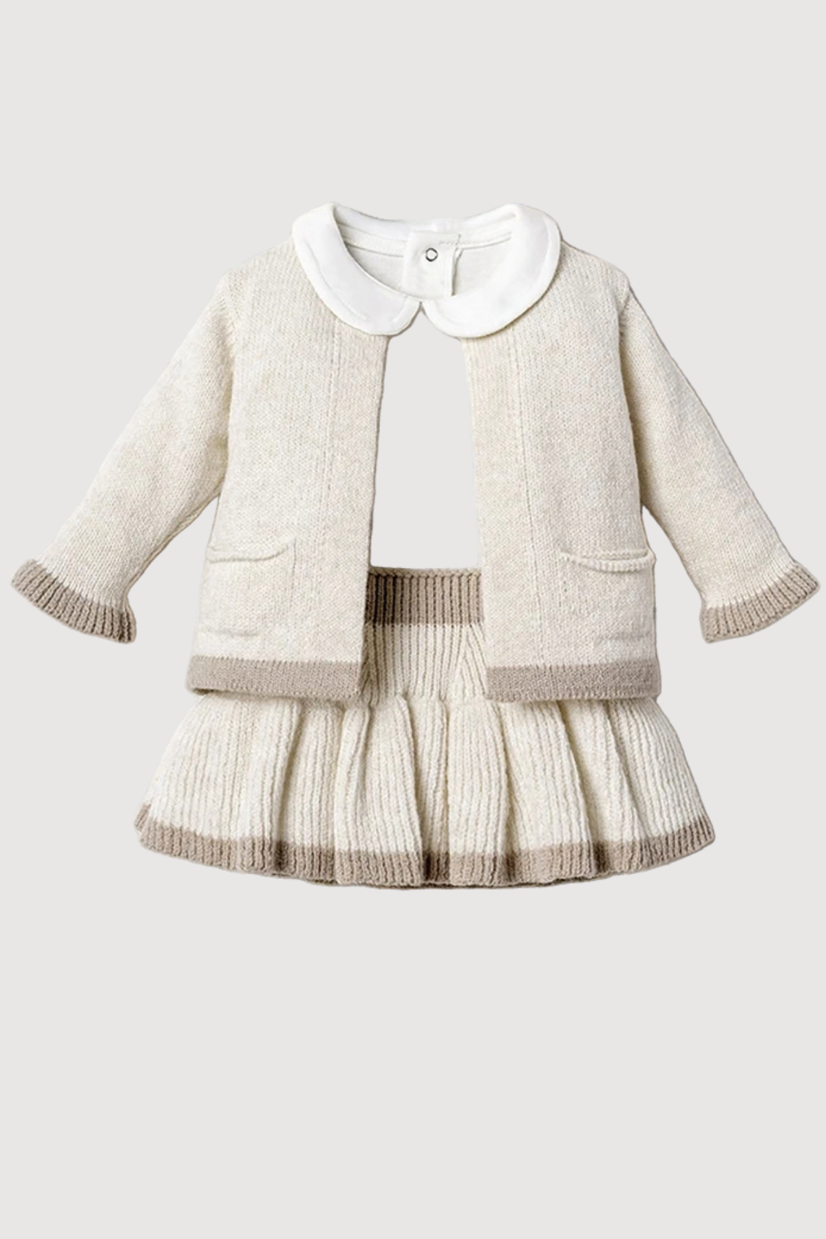 Little Daisy 3 Parça Kız Bebek Triko Takım/ Krem