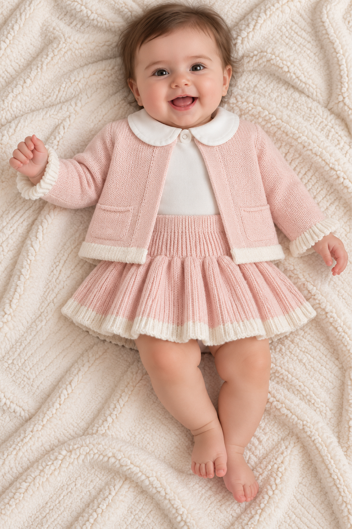 Little Daisy 3 Parça Kız Bebek Triko Takım/ Pembe