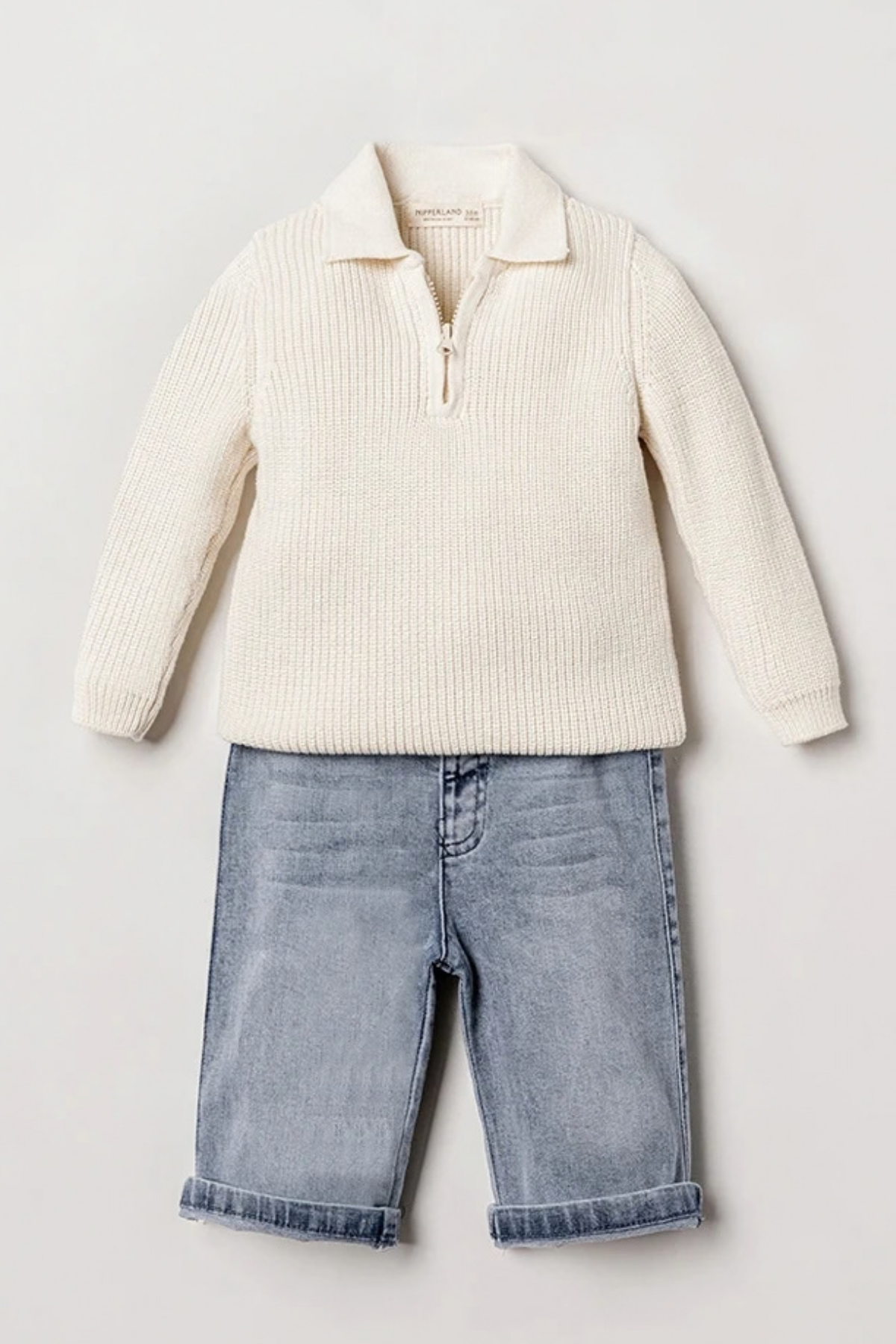 Little Oliver 2 Parça Erkek Bebek Triko & Denim Takım