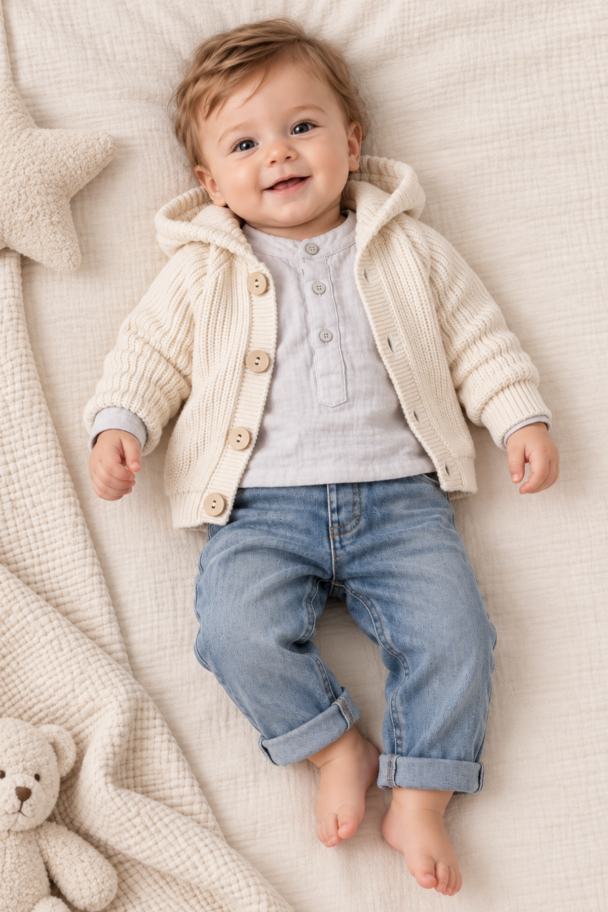 Little Rowan 3 Parça Erkek Bebek Premium Takım / Gri