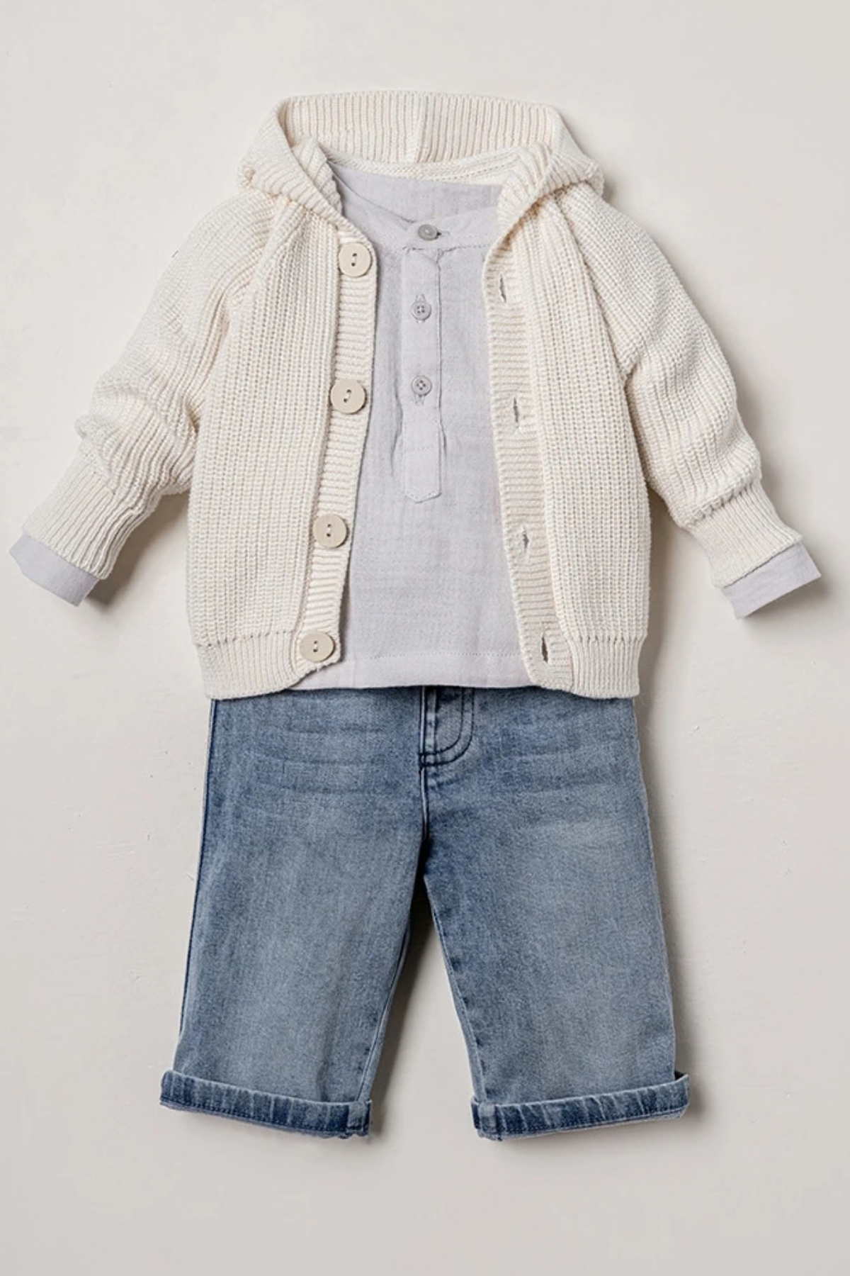 Little Rowan 3 Parça Erkek Bebek Premium Takım / Gri