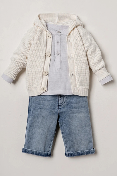 Little Rowan 3 Parça Erkek Bebek Premium Takım / Gri