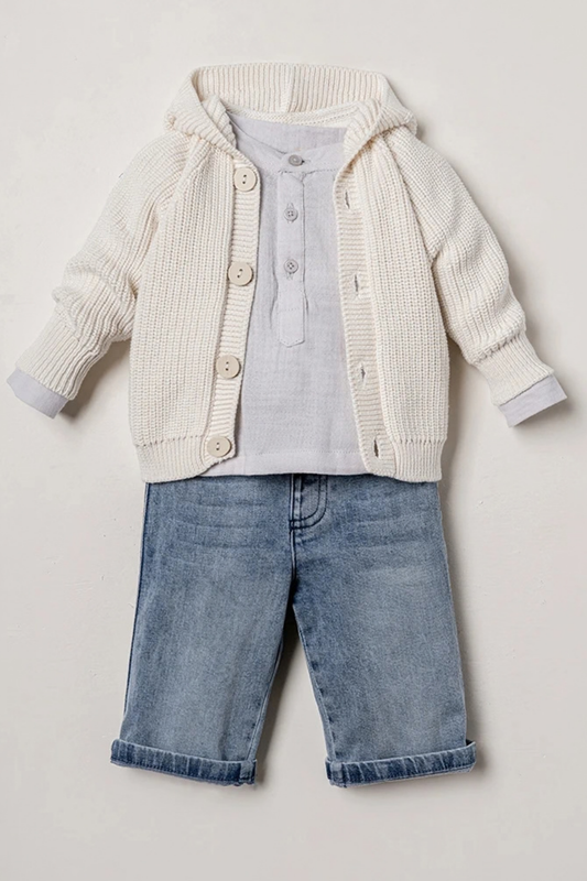 Little Rowan 3 Parça Erkek Bebek Premium Takım / Gri