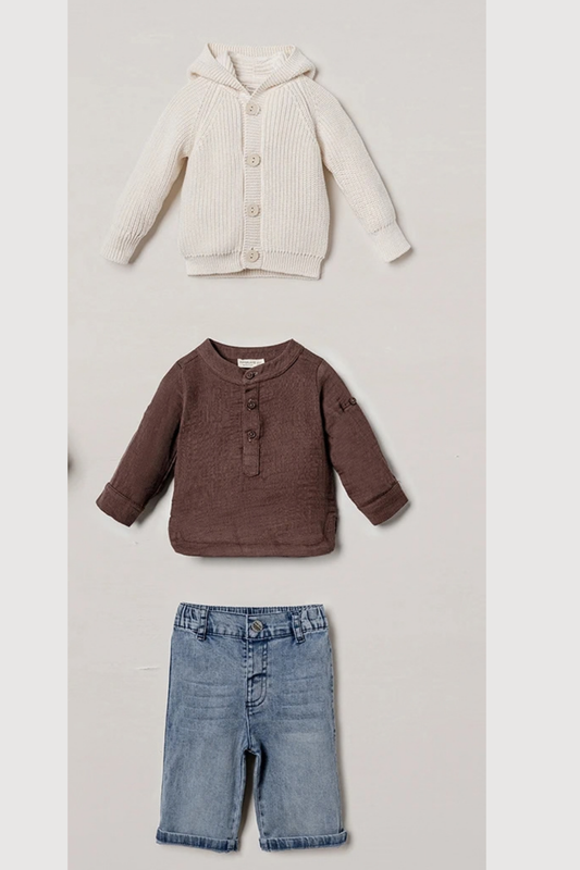 Little Rowan 3 Parça Erkek Bebek Premium Takım / Kahverengi
