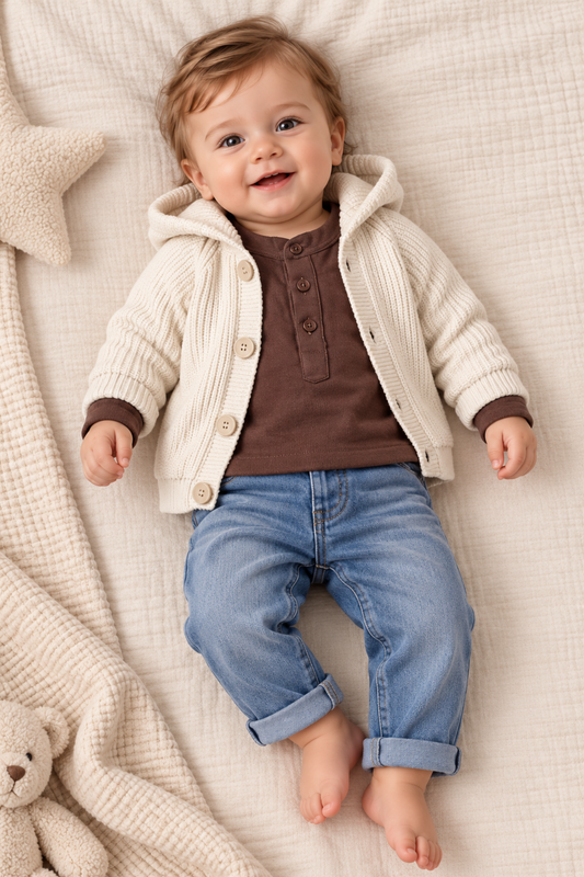 Little Rowan 3 Parça Erkek Bebek Premium Takım / Kahverengi