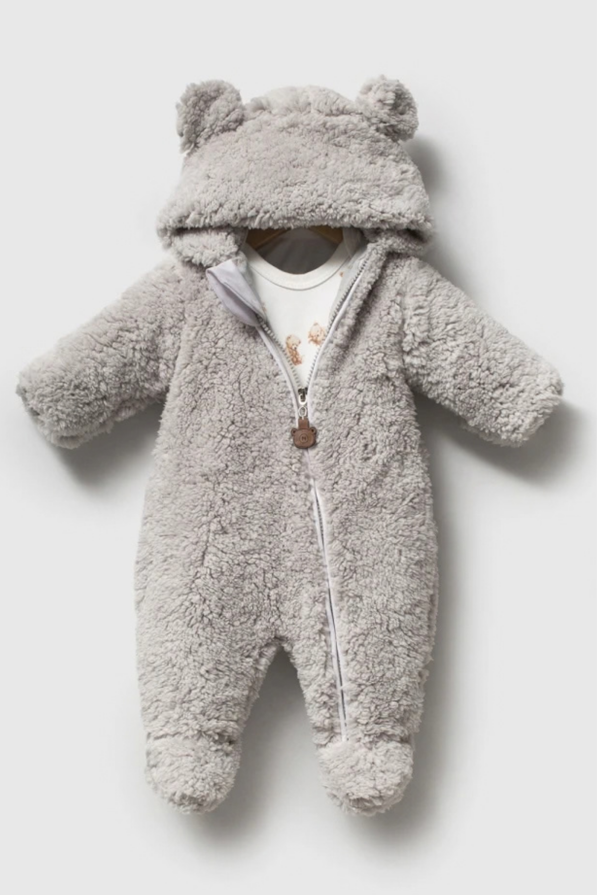 Cozy Teddy 2 Parça Welsoft Bebek Tulum Seti- Gri