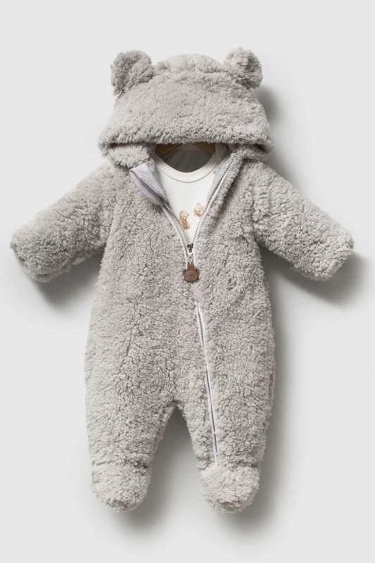 Cozy Teddy 2 Parça Welsoft Bebek Tulum Seti- Gri