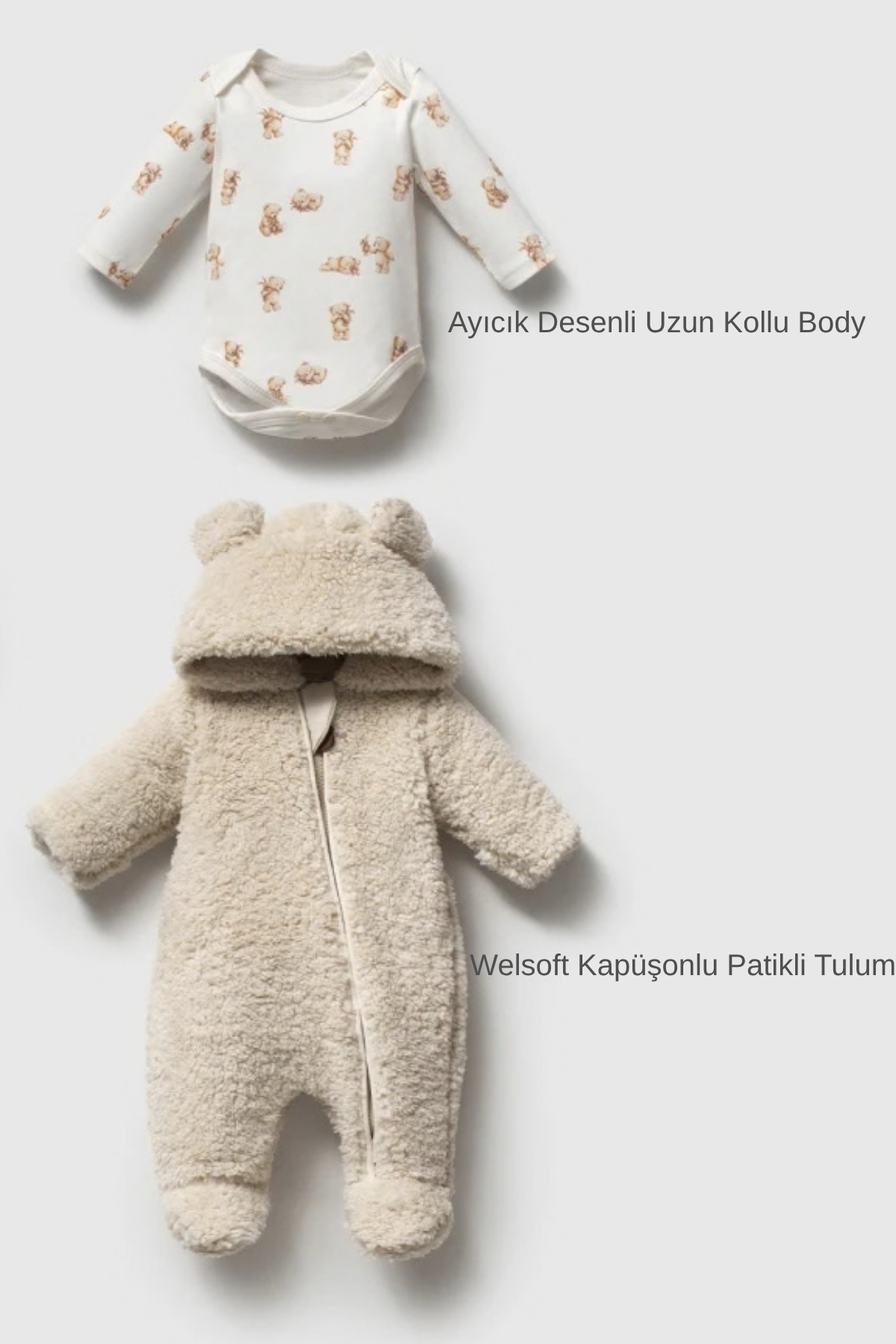 Cozy Teddy 2 Parça Welsoft Bebek Tulum Seti- Bej