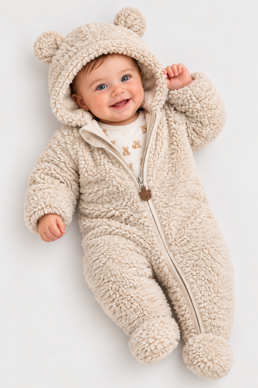 Cozy Teddy 2 Parça Welsoft Bebek Tulum Seti- Bej