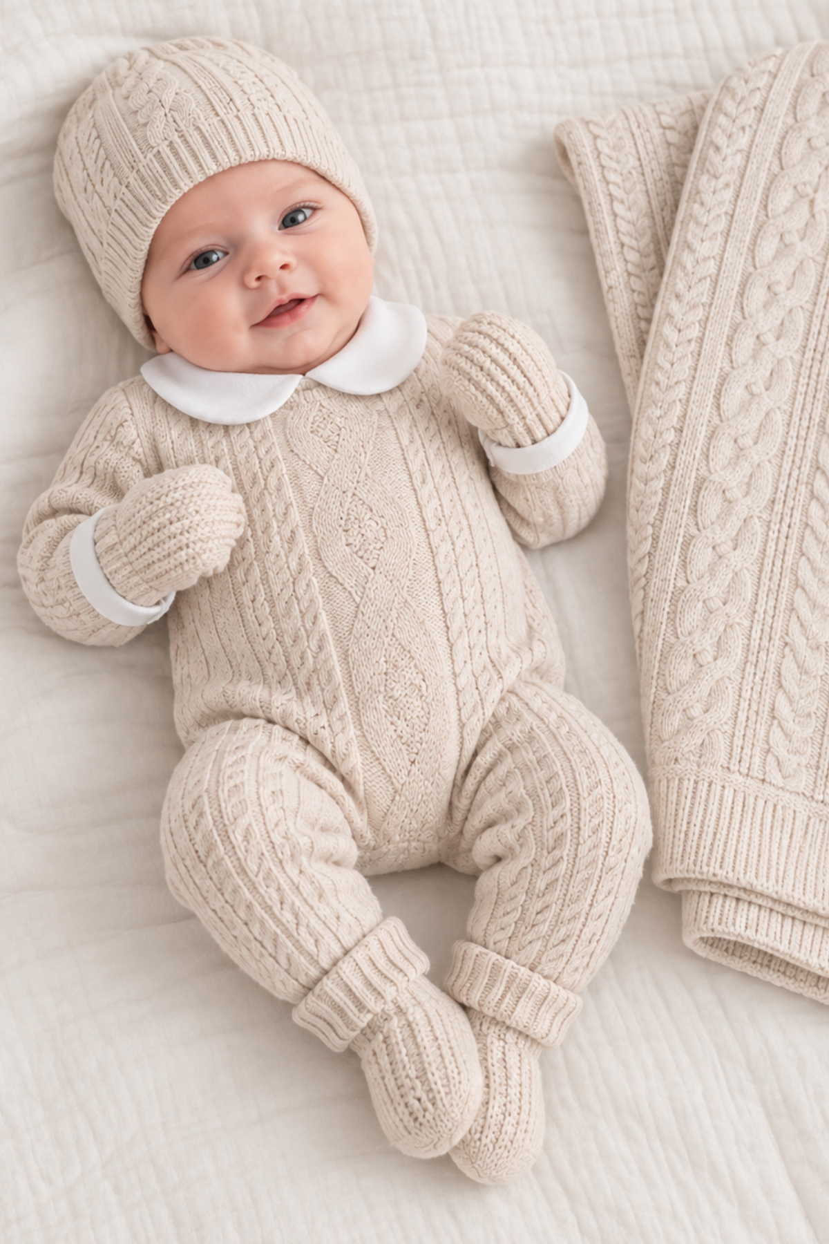 Pure Love 6 Parça Unisex Triko Hastane Çıkış Seti/ Bej