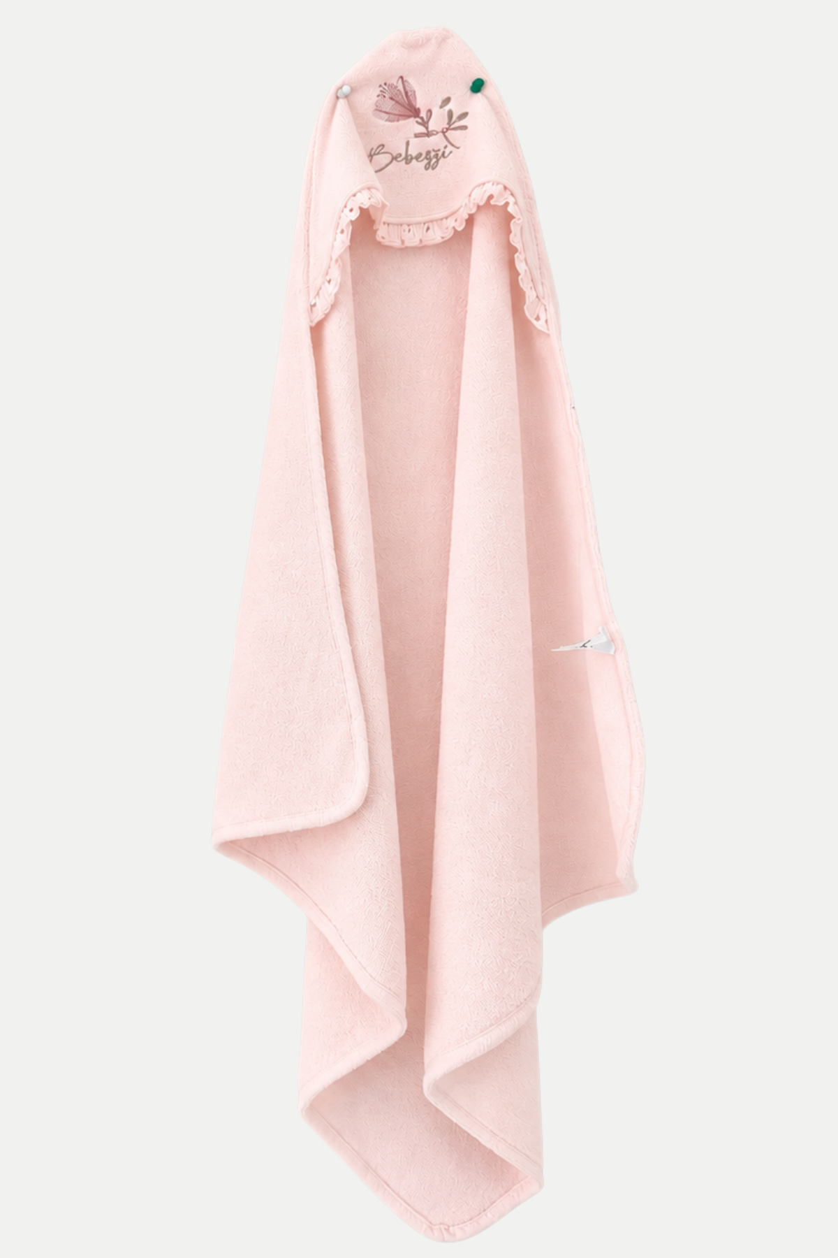 Çiçek Desenli Bornoz Takımı- Pembe