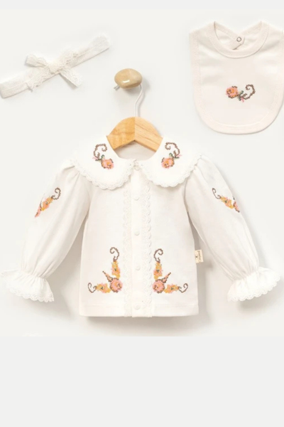 Rose Garden 7 Parça Kız Bebek Hastane Çıkışı Seti / Beyaz