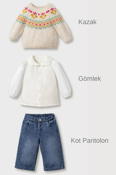 Bonbon Triko Kız Bebek Takımı
