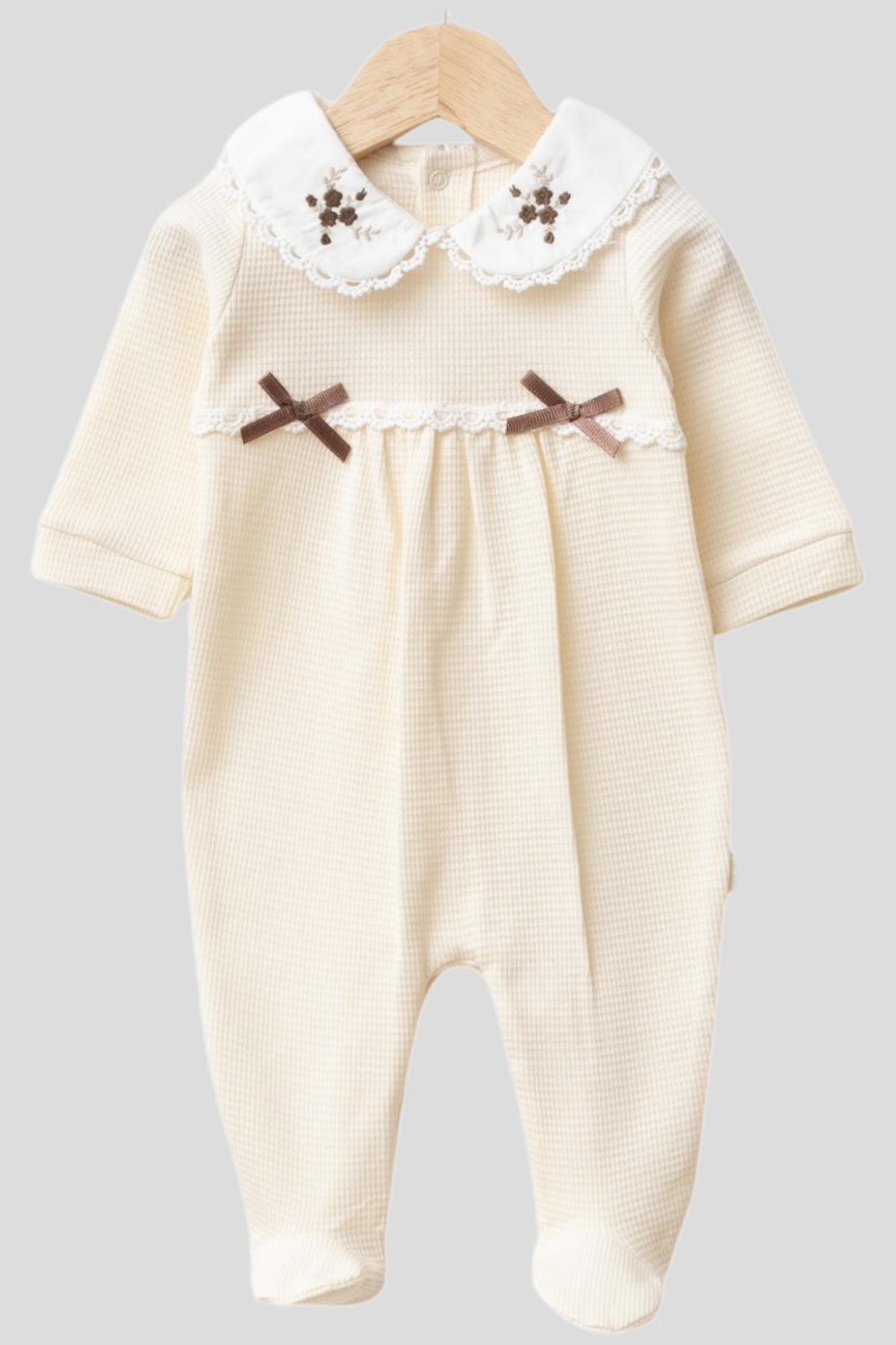 Mirel Natural Set Kız Bebek Hastane Çıkışı 4 Parça- Krem