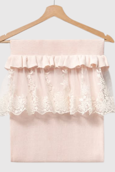 Lüks Dantelli Kız Bebek Hastane Çıkışı Hediye Seti – 5 Parça- Pembe