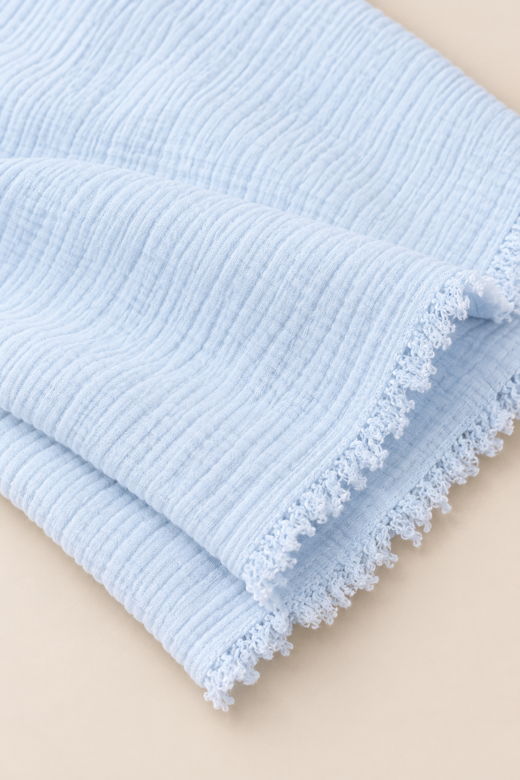 Doğal Müslin Battaniye - 4 Katlı Yumuşaklık 100*100 cm / Mavi