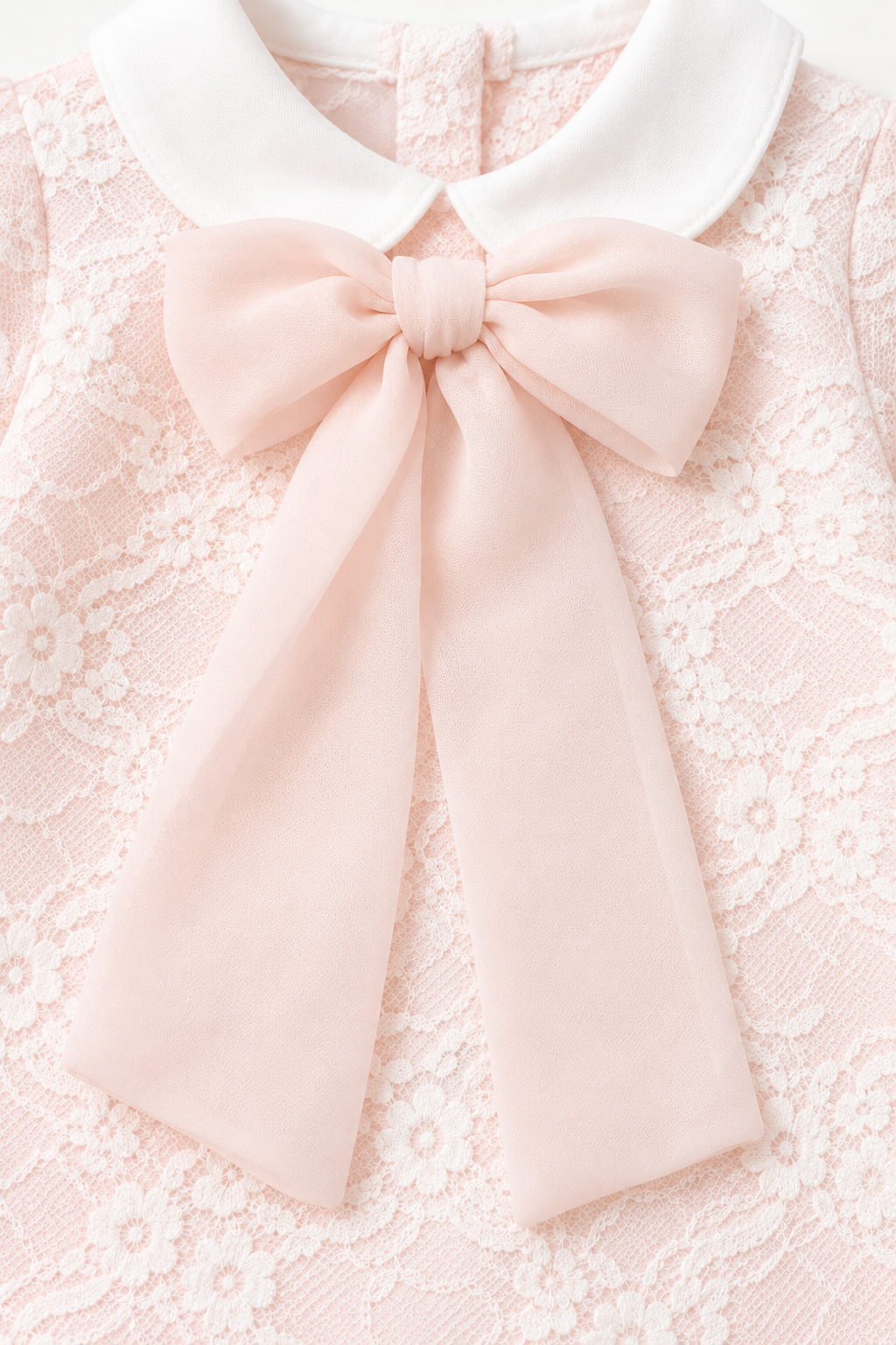 Pudra Fiyonk Blush Bow Dantel Kaplamalı 4 Parça Kız Bebek Hastane Çıkışı Seti