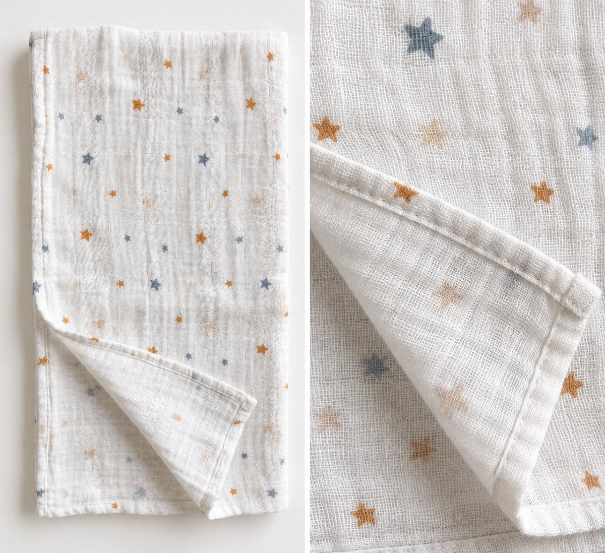 Little Stars Organik Pamuk 4 Katlı Müslin Bebek Battaniyesi ve Çok Amaçlı Örtü – 80×80 cm