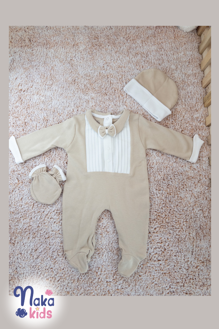 Asil Bebek Papyonlu Bej Tulum