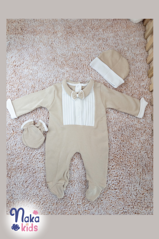Asil Bebek Papyonlu Bej Tulum