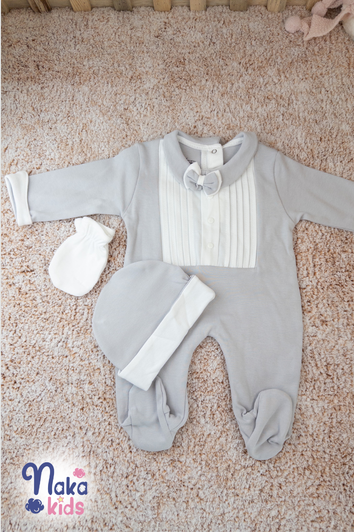 Asil Bebek Papyonlu Gri Tulum