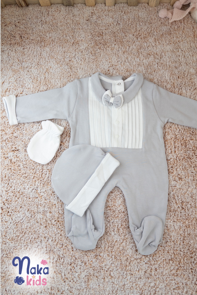 Asil Bebek Papyonlu Gri Tulum