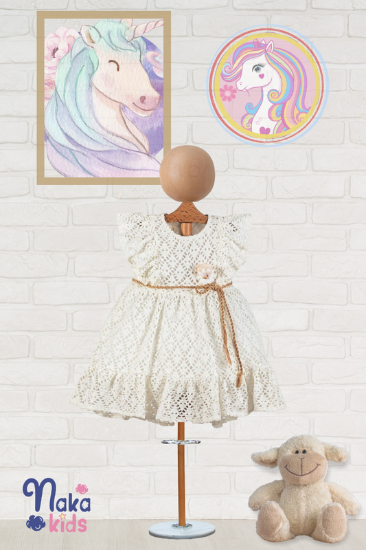 ''Blossom Beauty'' Çiçek Detaylı Kolsuz Kız Bebek Elbisesi
