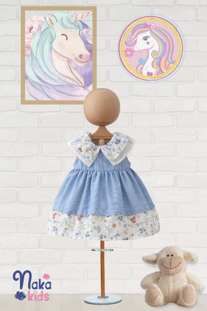 Blossom Stripes Kız Bebek Elbisesi