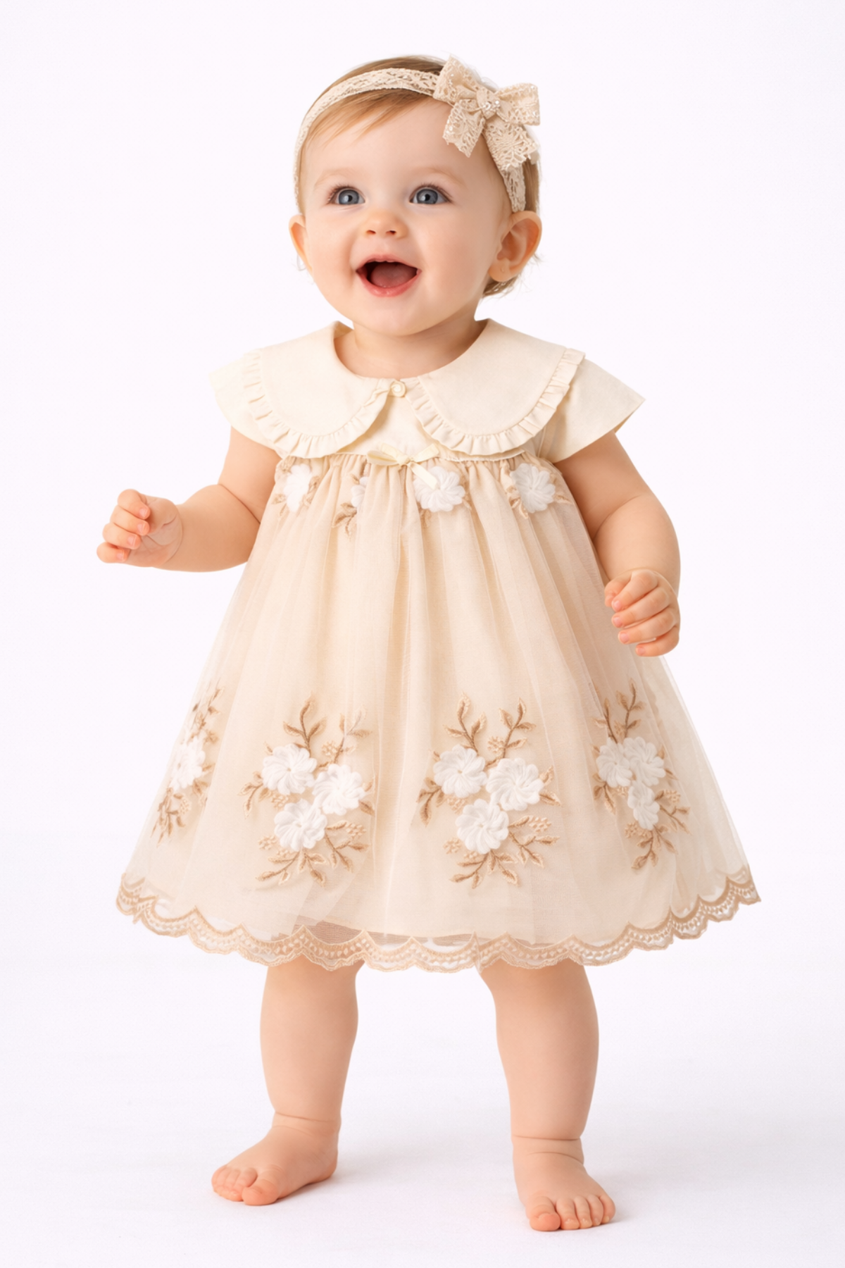 Candy Stripe Kız Bebek Elbise Set %100 Pamuk Astarlı Çizgili Yazlık Takım
