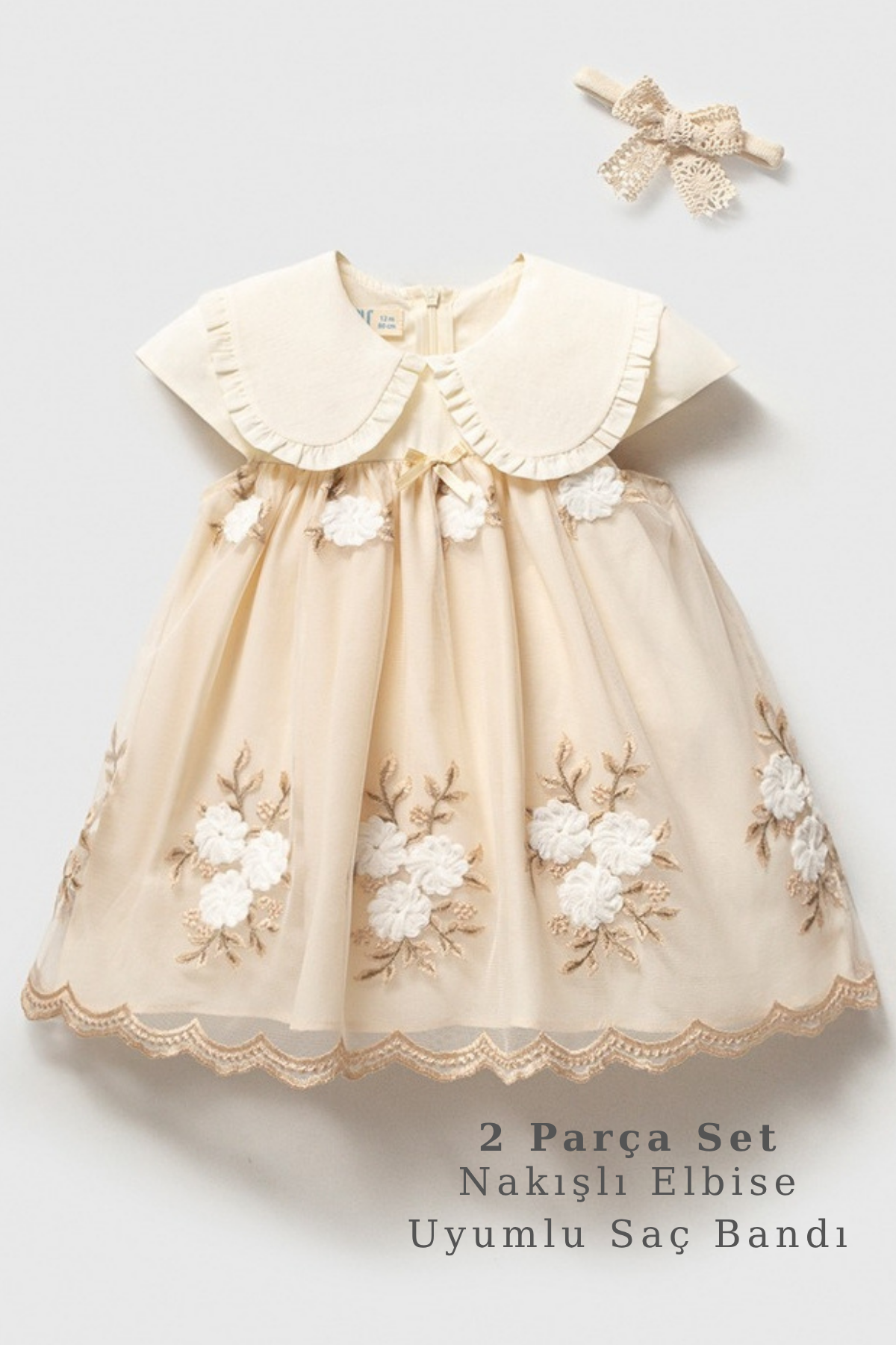 Candy Stripe Kız Bebek Elbise Set %100 Pamuk Astarlı Çizgili Yazlık Takım