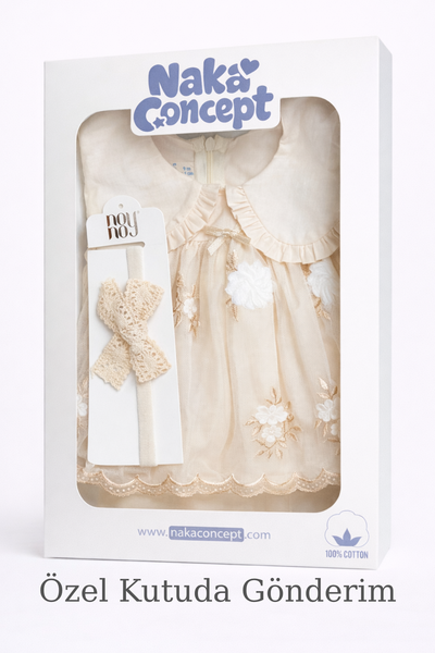 Candy Stripe Kız Bebek Elbise Set %100 Pamuk Astarlı Çizgili Yazlık Takım