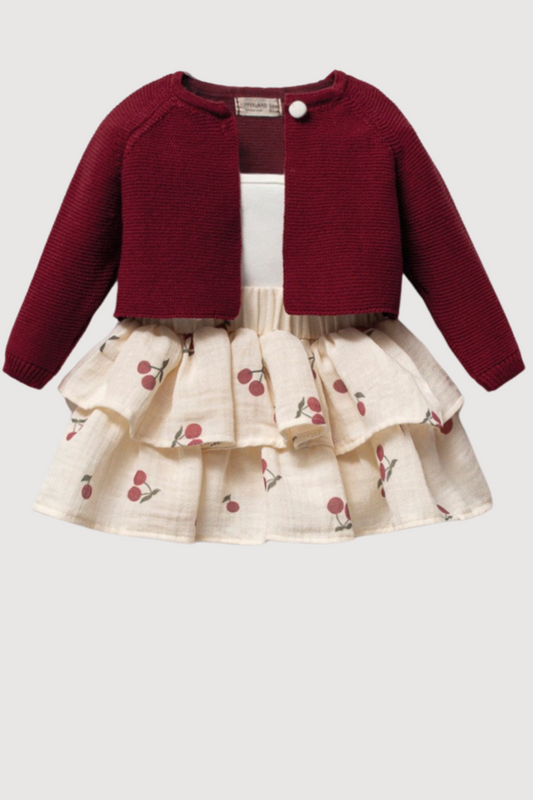 Cherry Belle Kiraz Desenli Kız Bebek 3 Parça Takım