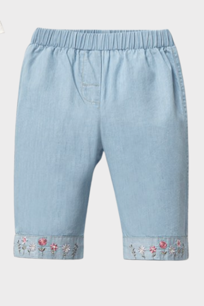 Floral Denim Set %100 Pamuk Kız Bebek 2 Parça Takım