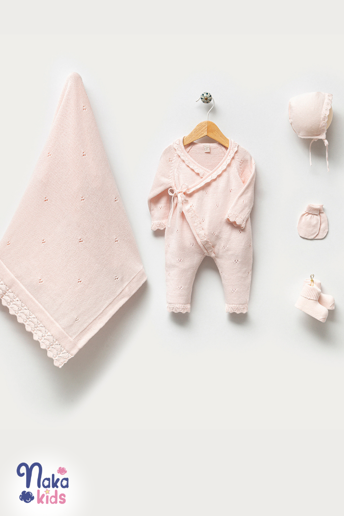 İlk Adım Elegans Kız Bebek Hastane Çıkış Seti Pembe