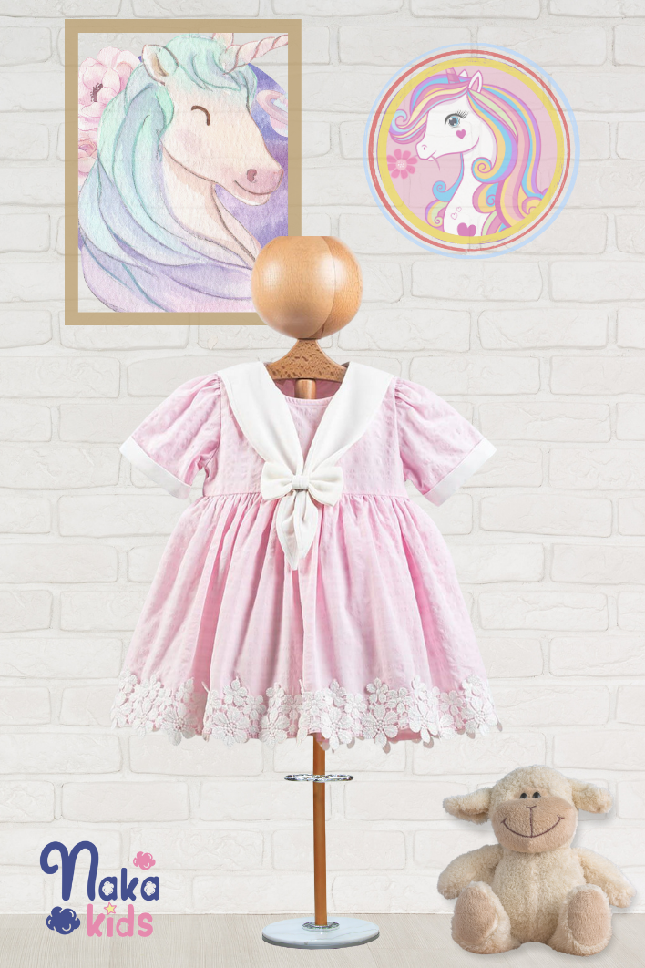 ''Lace Whisper'' Kopanakili ve Fiyonklu Şık Kız Bebek Elbisesi